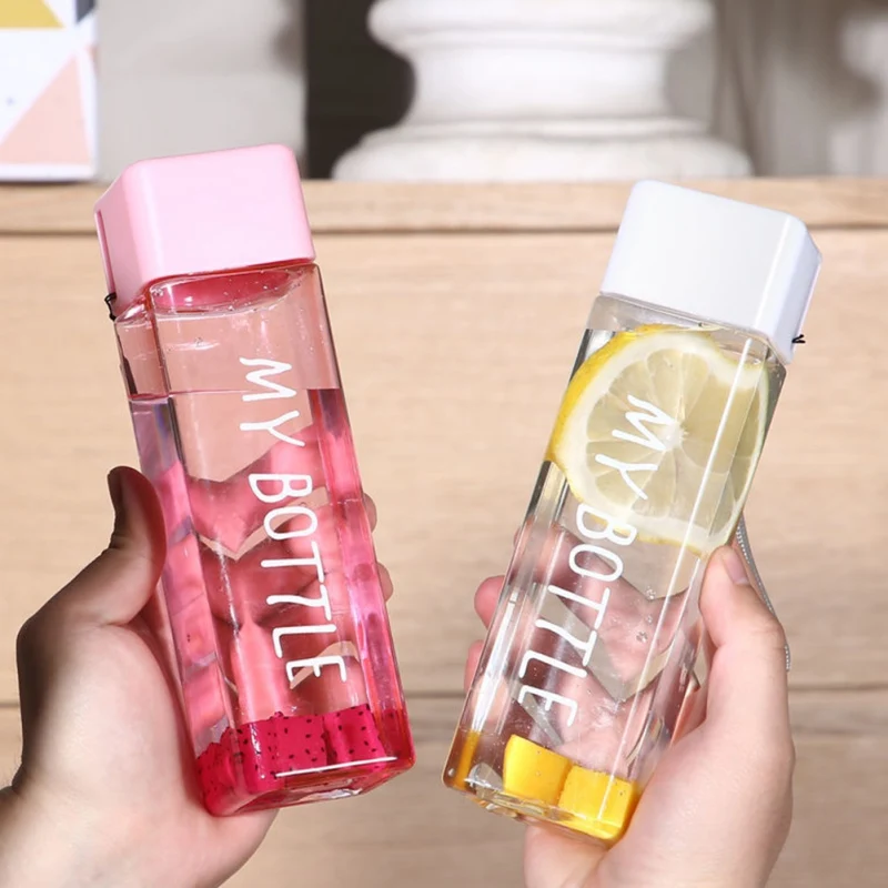 1 PC 480ml Portable Sports Drinking Clear Cup Square Water Bottle Milk Storage For Home School Office