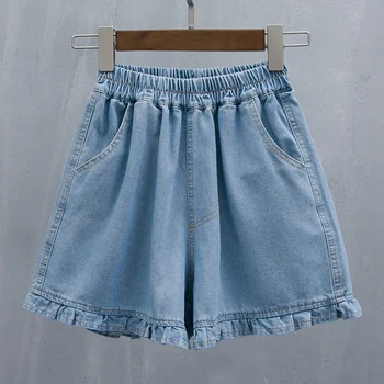 

Denim Shorts Women Large Plus Size 5XL Blue Short Jeans 2020 New Wide Leg Vintage elastic Waist Cute Short Summer Big Cloth
