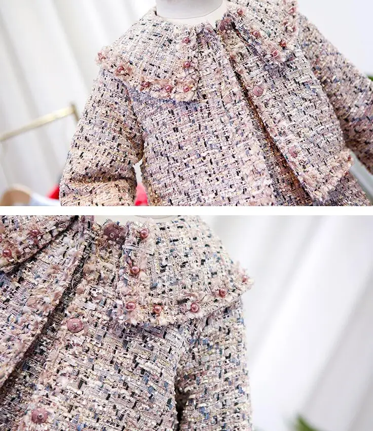 11,16, комплекты для девочек г., осенне-зимнее пальто с длинными рукавами и бисером, платье-жилет комплекты для детей на рост от 100 до 140 см, хорошее качество
