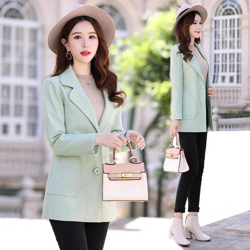 

2019 Winter Single Breasted Slim Fit Single-Breasted Solid Color Versitile Fashion Woolen Jacket 6021