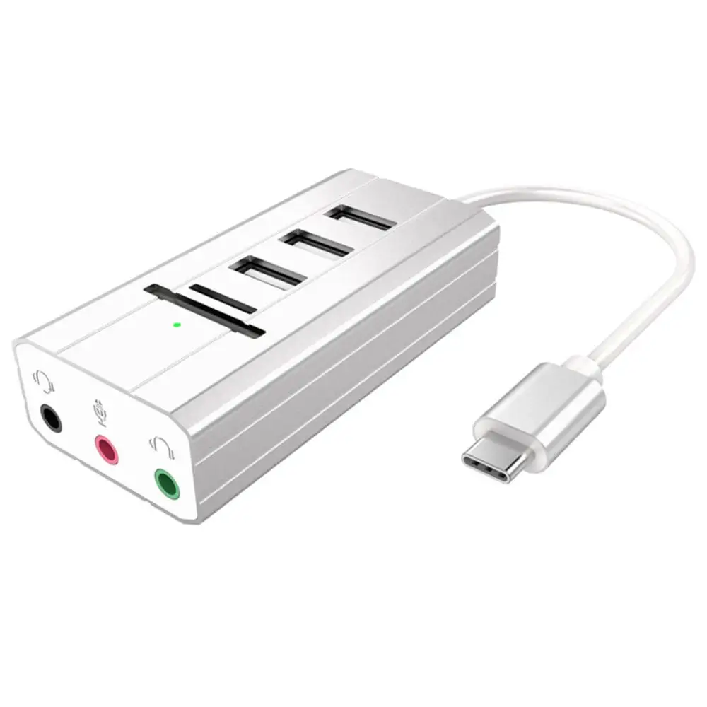 1 USB 2,0 многофункциональный концентратор разъем аудио порты TF слот Слот для sd-карты слот-адаптер, совместимый для USB C устройств - Цвет: 1