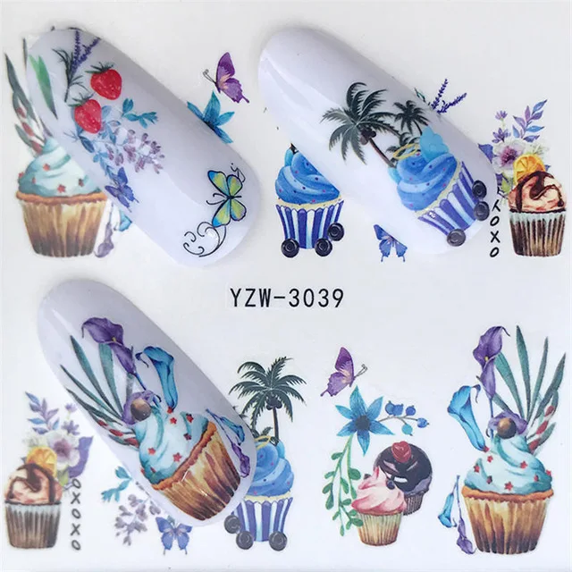 

1 Pcs 2018 Hot Sale Nail Stickers on Nails Blooming Flower Stickers for Nails Lavender Nail Art Decals YZW-3039