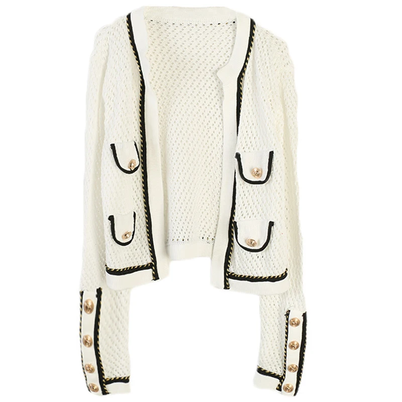 

Fandy Lokar Striped Sweaters Women Fashion Hollow Out Thin Sweater Women Elegant Loose Open Stitch Sweaters Female Ladies IK