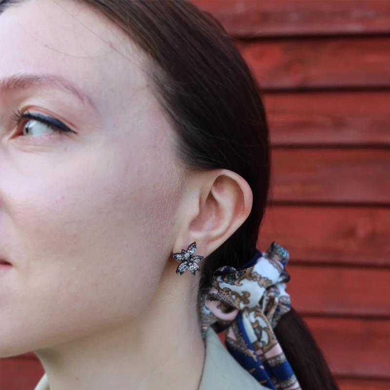 Новые изысканные серьги гвоздики LUOTEEMI с цветком для женщин роскошные популярные