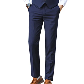 

2019 Men Suit Pant Business Pure Color Casual Trousers Formal Cotton Pants For Men Mens Dress Pant Slim Homme Plus Size