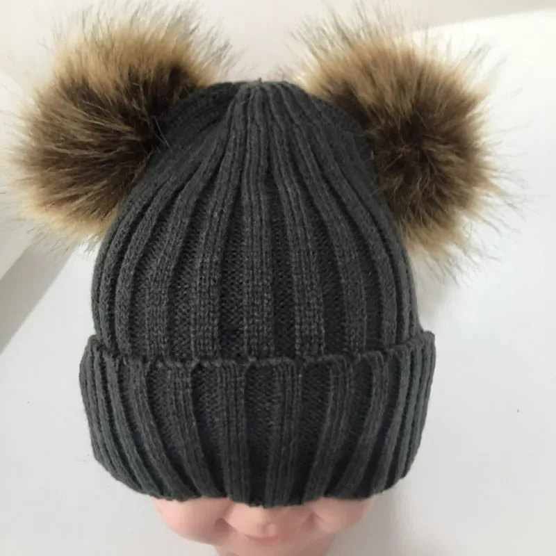 Новое поступление, Детская Шапочка Зимний теплый вязанный вязаный шапка с помпоном колпачок для помпонов одежда для родителей и детей размеры для детей/взрослых