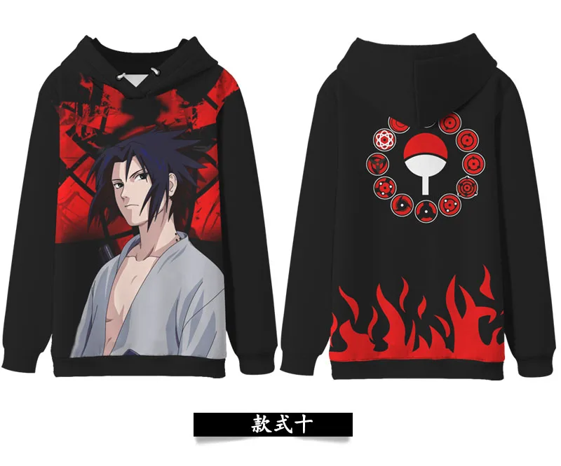 Anime Hoodie NARUTO Uzumaki Uchiha Sasuke Hatake Winter Hooded Sweatshirt Full Color Pullover Couple Women Men Sportswear Coat - Color: Winter 10