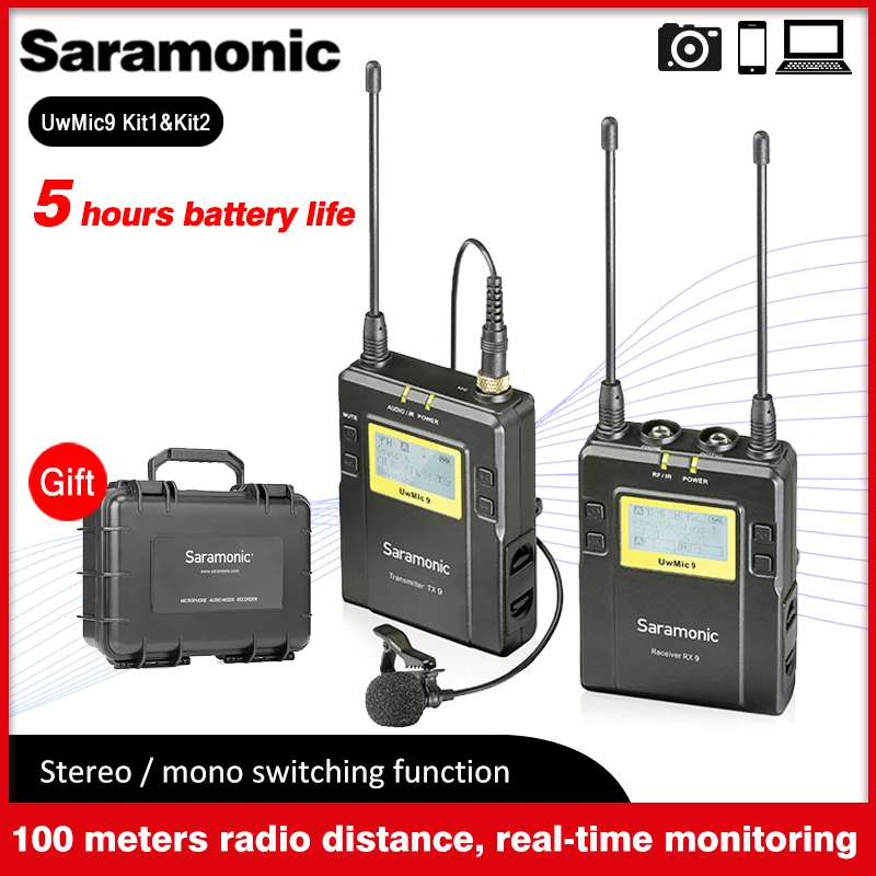 Saramonic UwMic9 трансляции UHF камеры беспроводной Lavalier микрофон системы передатчики и