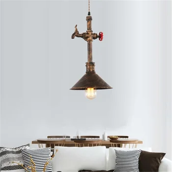 

Postmodern industry pendant light creative bronze wrought iron hanging lamp for dining room bedroom bedside corridor pub club