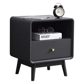 

Nordic Bedside Table Simple Modern Solid Wood Bedroom Bedside Cabinet Fashion Two Drawers Mini Small Storage Narrow Cabinet