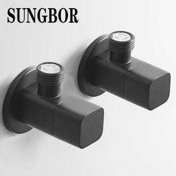 

All copper black hot and cold thickened triangle valve stop valve basin vegetable basin ceramic basin toilet brush square triang