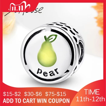 

My favorite fruit Pear Beads Fit Original European 925 Sterling Silver Charm Bracelet Bangles Jewelry making for Women
