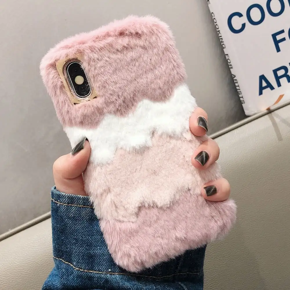 LLZ.COQUE плюшевый Пушистый Зимний кроличья Шерсть Теплый Мягкий чехол из ТПУ для huawei P20lite Mate20 P10 P20 P30 Pro Nova 4e Fundas Coque Cover