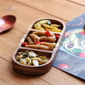 

Tableware Tea Tray Container Food Saucer Wooden Plate Fruit Dishes Retro Dessert Bread Storage Serving Dinner Bar Pan Oval Shape