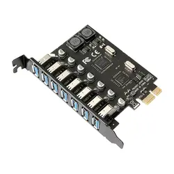 Adaptateur PCIe Hub USB 3.0 à 7 ports, carte d'extension pour ordinateur de bureau, contrôleur PCIe 3.0 