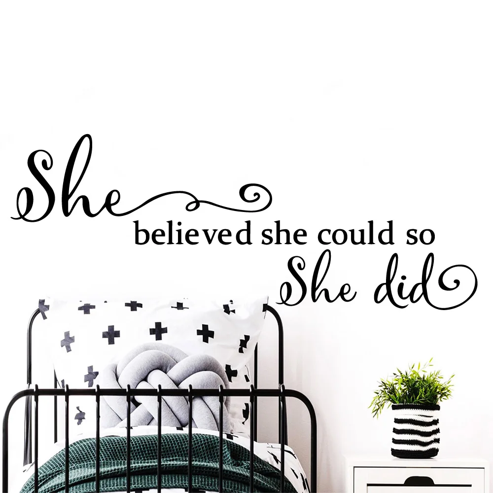 NEW she believed could so did Sticker Waterproof Vinyl Wallpaper Home Decor vinyl Stickers Decoration Accessories Murals | Дом и сад