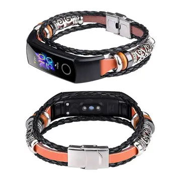 

National Style Braided Woven Rope Bracelet Metal Clasp Conjunction Wrist Strap Watch Band for Huawei Honor Band 5/4 Bracelet qyh