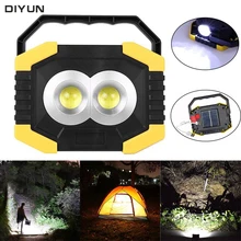 Портативный прожектор 100 Вт светодиодный рабочий свет USB Перезаряжаемый фонарик светильник на солнечной батарее встроенный аккумулятор 2400 мАч для кемпинга