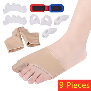 

9Pcs Toe Separator Hallux Valgus Corrector Alignment Bunion Sleeves Splint Orthotics Pedicure Sock Pain Relief Foot Care Tools