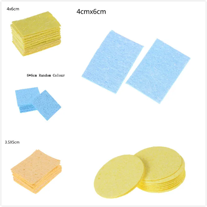 

5/10pcs High Temperature Enduring Condense Electric Welding Soldering Iron Cleaning Sponge Yellow BlueWelding Accessories