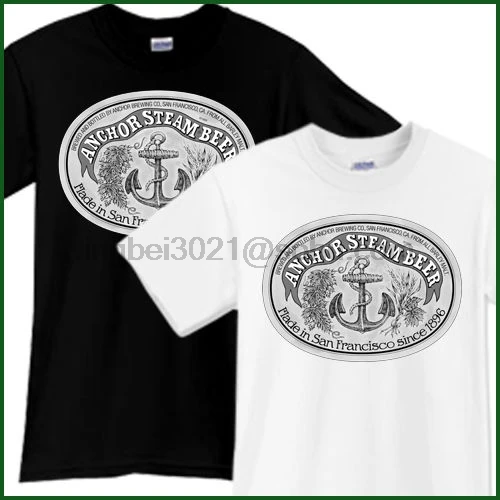 ANCHOR STEAM Beer T-Shirt Brewery Ale Promo Black White TShirt Tee Size S-2XL |