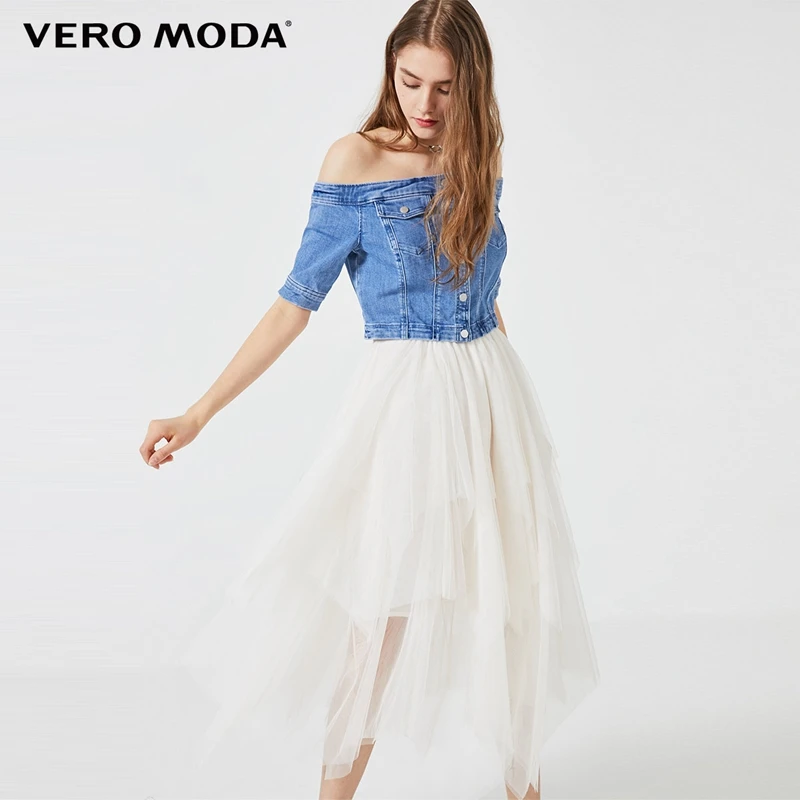 Vero Women Street Neck Denim Patchwork Dress 319342518|Dresses| - AliExpress