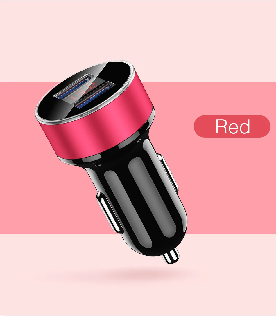 Автомобильное зарядное устройство с двумя usb-портами, светодиодный дисплей 3.1A, универсальное автомобильное зарядное устройство для мобильных телефонов Xiaomi, samsung S8, iPhone 6, 6s, 7, 8 Plus, планшет