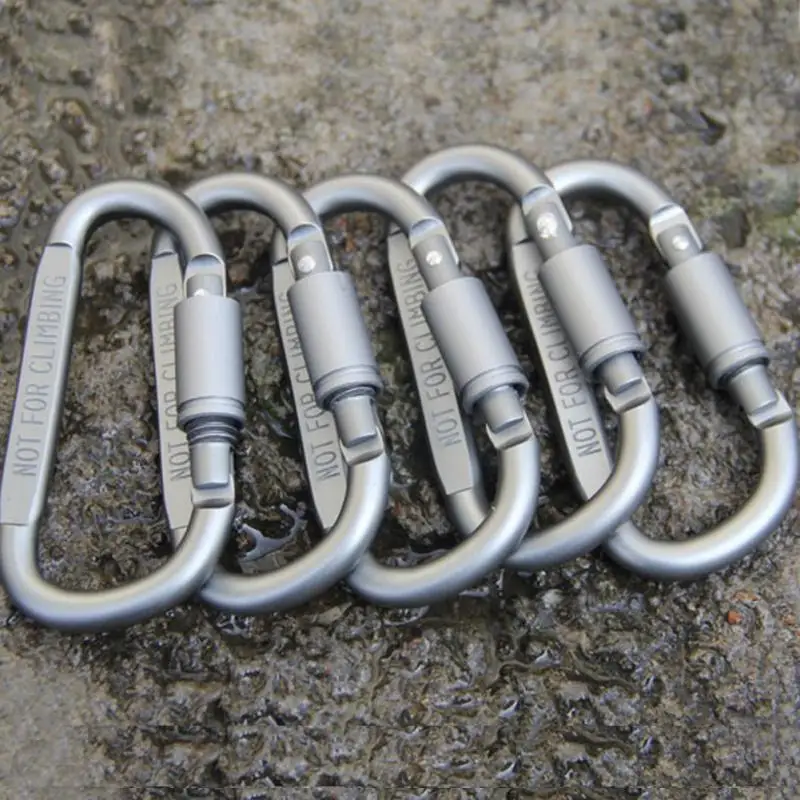 6PC Camping Travel Carabiner Equipment Aluminum Hunting Outdoor Survival Gear Camp Equipment Survival Kit Lock Tool