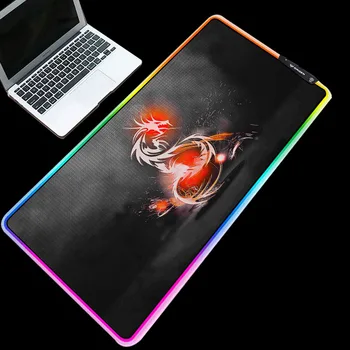 

Yuzuoan RGB simple Shenlong pattern mouse pad LED lock edge will glow home essential keyboard pad