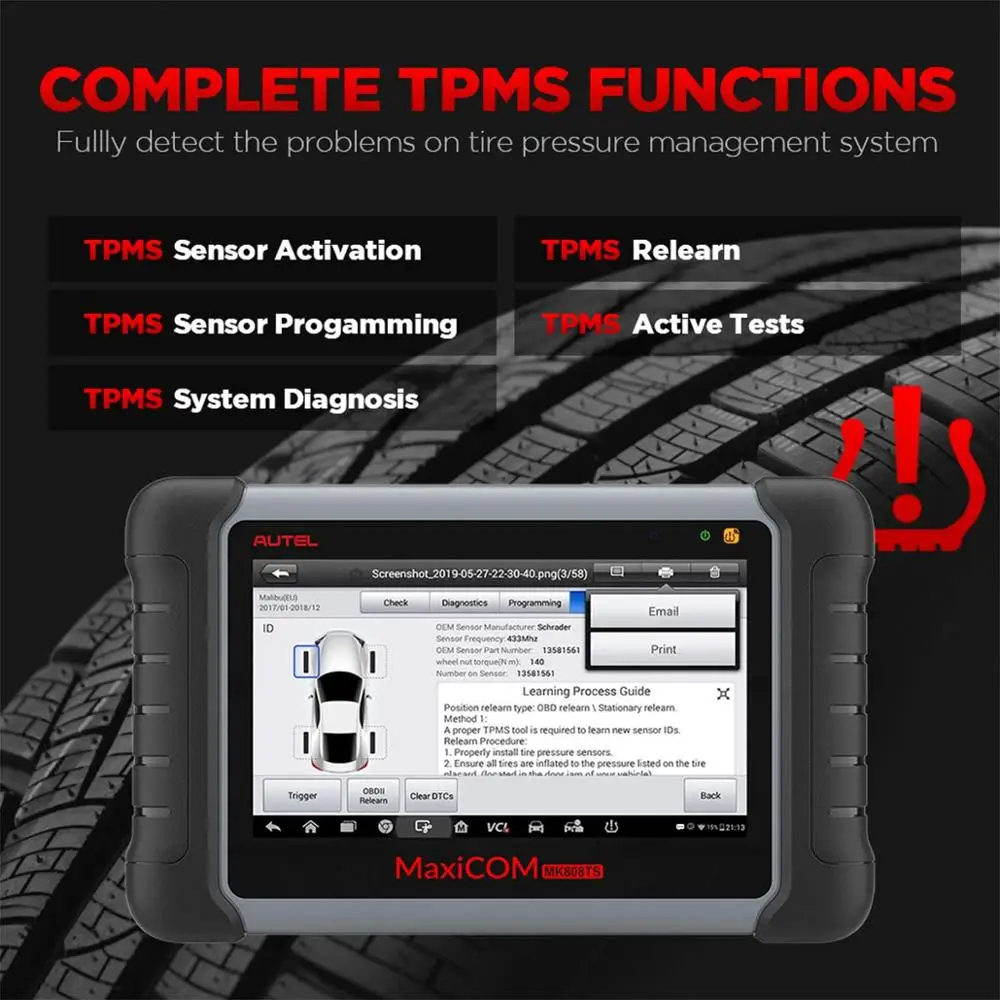 AUTEL MaxiCOM MK808TS TPMS автомобильный диагностический инструмент программирующий для