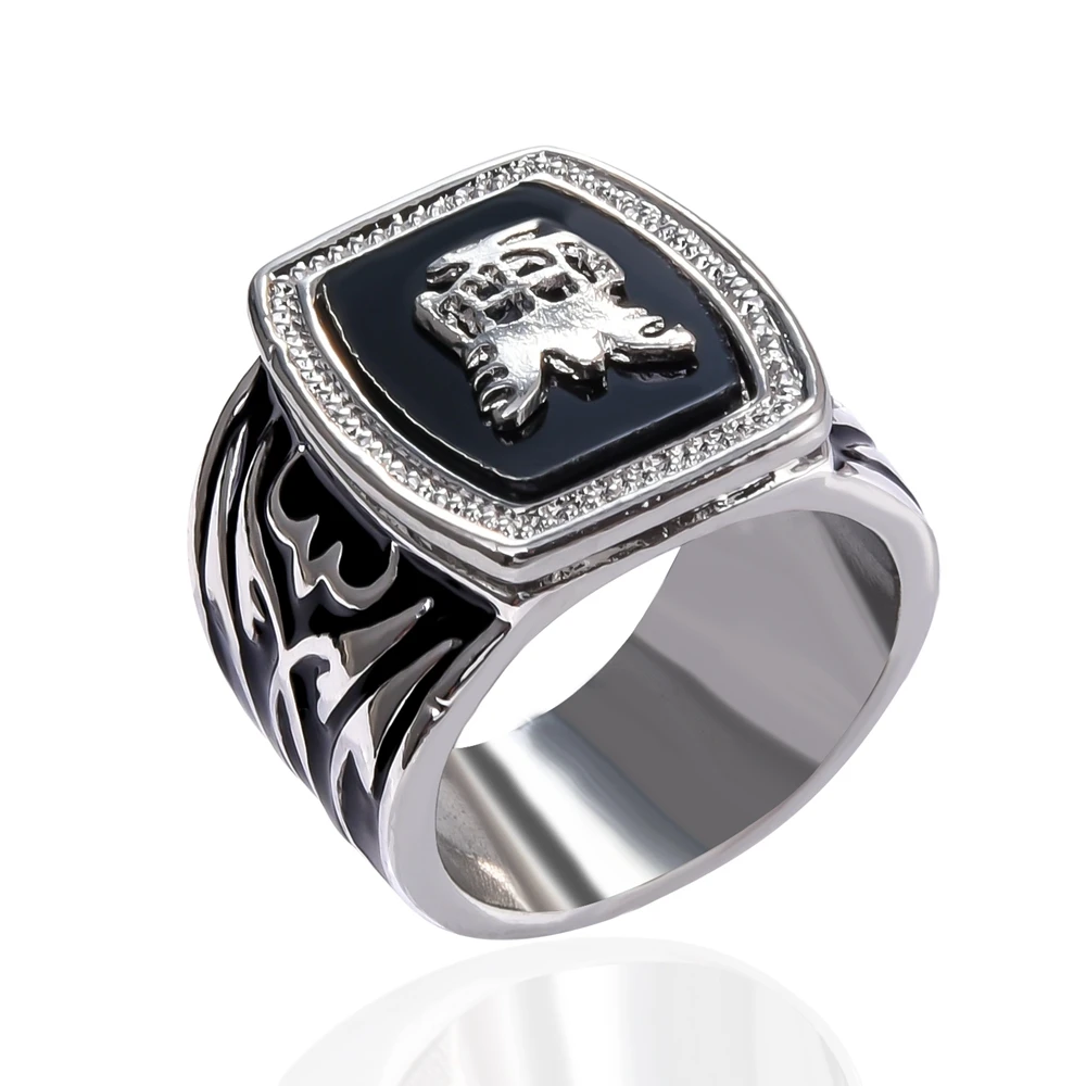 Finger ring Ring Alaric Ric The Vampire Diaries Revival Black Engagement Ring Men Steampunk Antique Enamel Punk Jewelry