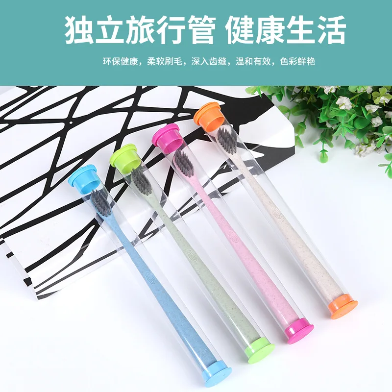 

2018 Wheat Platycodon Grandiflorum Environmentally Friendly Soft Bristle Independent Packaging Toothbrush Straight-Cut-New Style