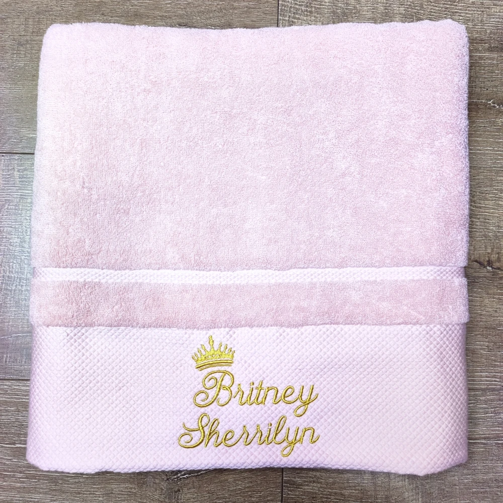 10 Colors Customized Towel Embroidery Pesonalized Towels Crown with Name Spa Beauty Salon Logo Black Purple Pink White Towel 2