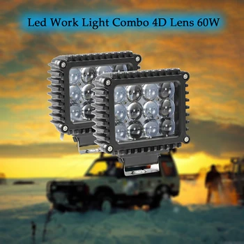 

4D Lens Led Work Light Combo Spot Flood Light 60W 12V 24V 6500K Car Truck ATV Work Light LED Universal Offroad Driving Lamp