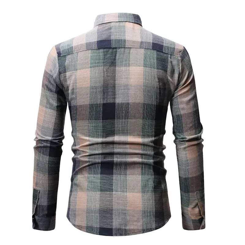 Мужская Повседневная рубашка Slim Fit Мужская Повседневная рубашка с пуговицами и клетчатой рубашкой с длинными рукавами официальные сорочки мужская одежда