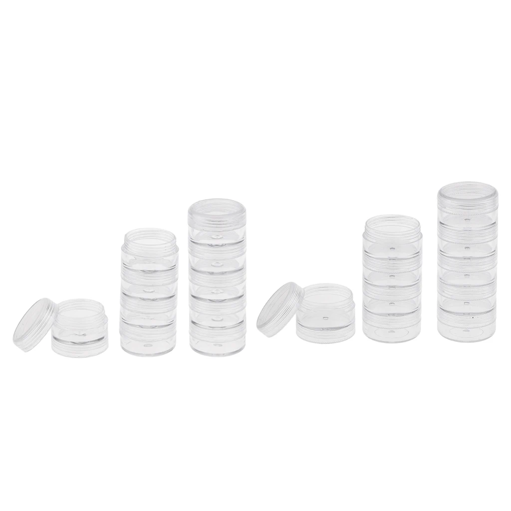 4pc Jewelry Jar Box Small Pill Screw Top Beads Storage Container 5 Stackable