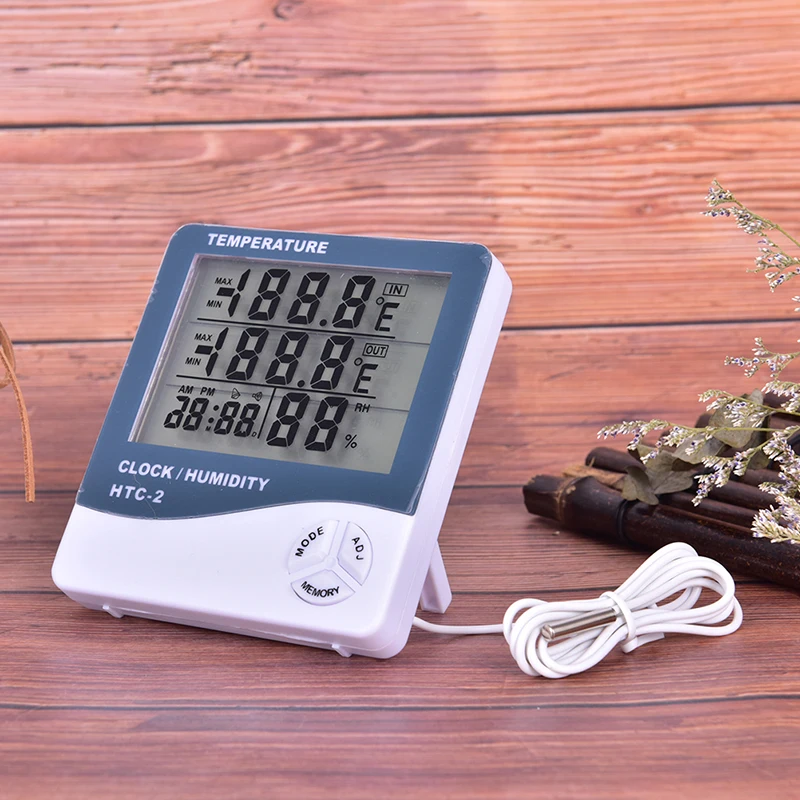 Thermometer Indoor Digital LCD Hygrometer Temperature Humidity Meter Alarm Clock
