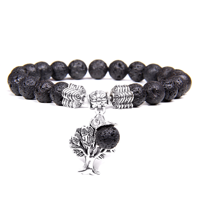 Bracelets Men Charm Natural Tiger Eye Gem Stone Tree of Life Bracelets Reiki Healing Energy Mala Yoga Bracelet Jewelry