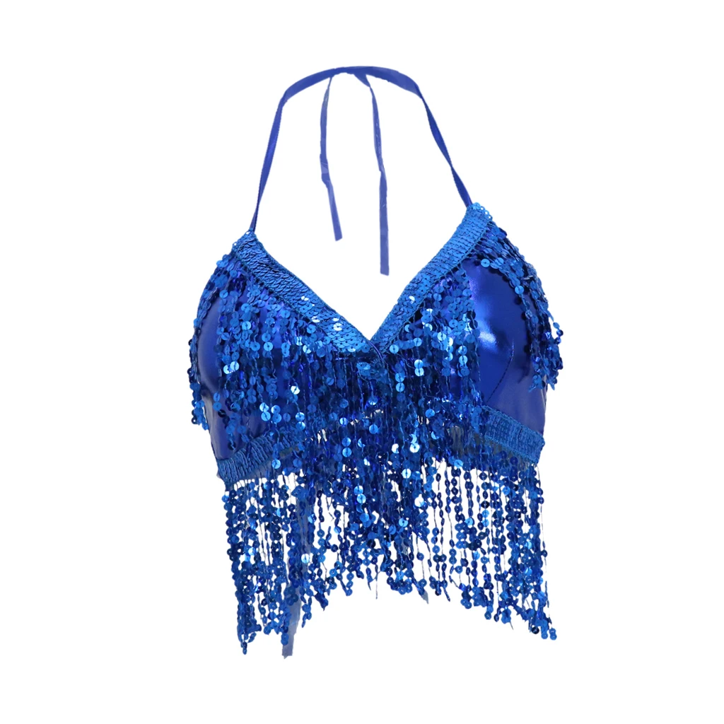 Women Black Belly Dance Costumes Gold Color Halter Top Bra Sequined Tassel Dance Costume Red Stage show clothes