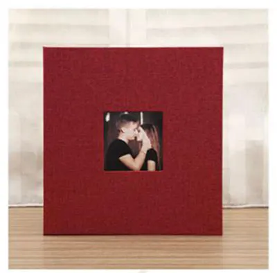 red Креативный 20 страниц льняной обложки DIY вкладыш детский фотоальбом семейная память памятные ремесла Юбилейная записная книга - Цвет: red