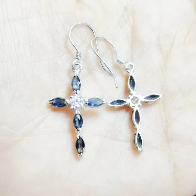 Серьги-капли с натуральным сапфиром или Рубином,, серебро 925 пробы, 0.25ct* 10 шт., драгоценный камень C14092925