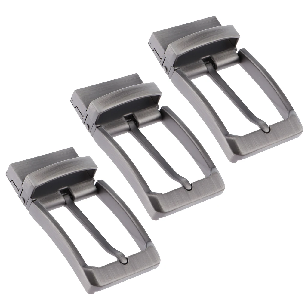 3pcs Reversible Single Prong Rectangle Belt Buckle Metal Buckle Replacement