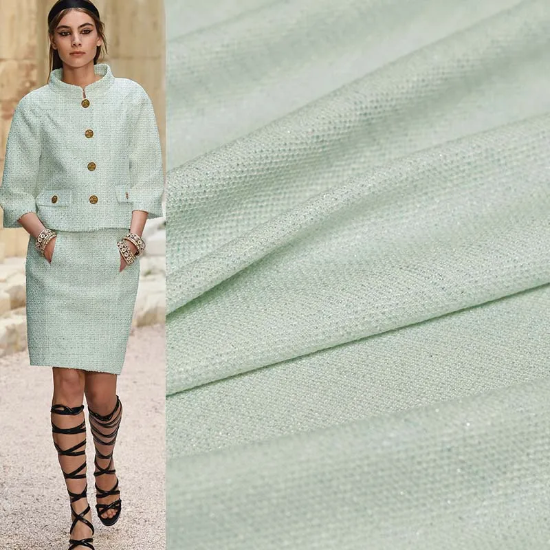 

Pearlsilk Spun Gold Tweed Blending Fabrics Hard Garment Materials Autumn Jacket Skirt Sewing Cloth Tailor Textile Freeshipping