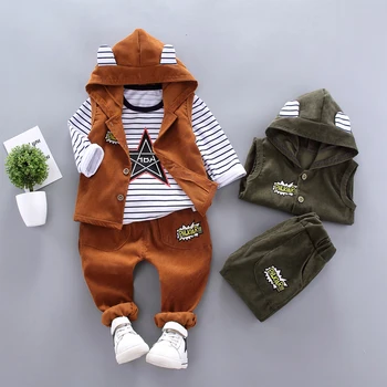 

Spring Autumn Children Baby Casual Hooded Vest Pants 3pcs/sets Infant Sports Clothes Outfit Toddler Suits Boys Kids Tracksuits