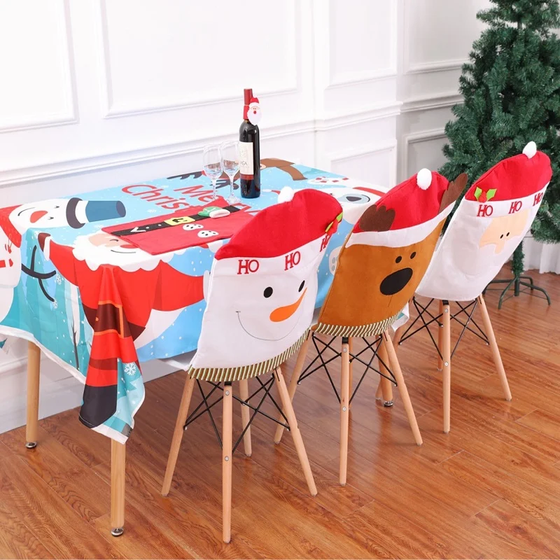 Christmas chair cover decorative flannelette 60x50cm creative Santa Claus reindeer home decoration 2020 New Year Christmas gift