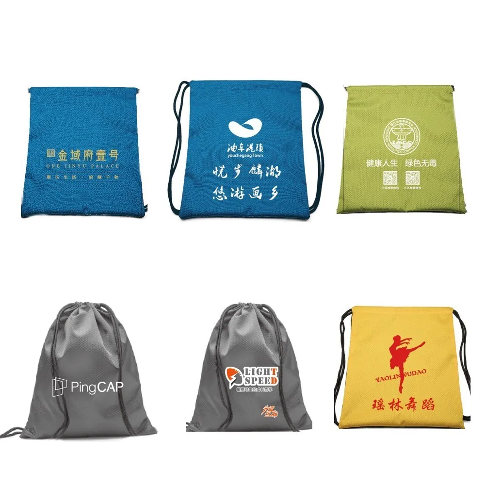 8 шт., сумка на шнурке, водонепроницаемый мешок, настраиваемый логотип, Оксфорд, рюкзак, нейлоновая веревка, женские маленькие спортивные сумки для хранения