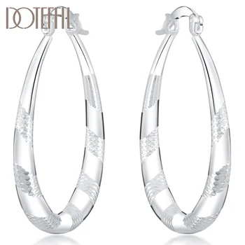 

DOTEFFIL 925 Sterling Silver Grain Circle Hoop Earrings For Women Lady Best Gift Fashion Charm Silver Wedding Jewelry