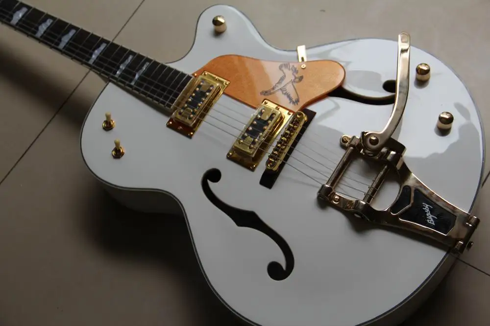 Новое поступление китайская джазовая гитара Gretschelectric 6120 модель лучшего качества в белом 120630