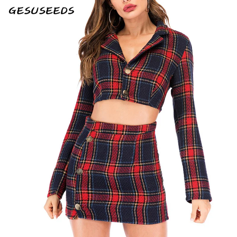 Women skirt suits for work formal plaid tweed skirt suit office clothes women 2 piece set blazer and skirt set lady uniform Women skirt suits for work formal plaid tweed skirt suit office clothes women 2 piece set blazer and skirt set lady uniform