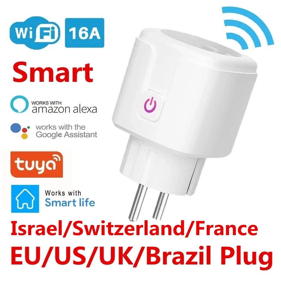 Socket Power-Monitor Tuya Smartlife App-Control Wifi Alexa Google-Assistant Eu-Brazil-16a